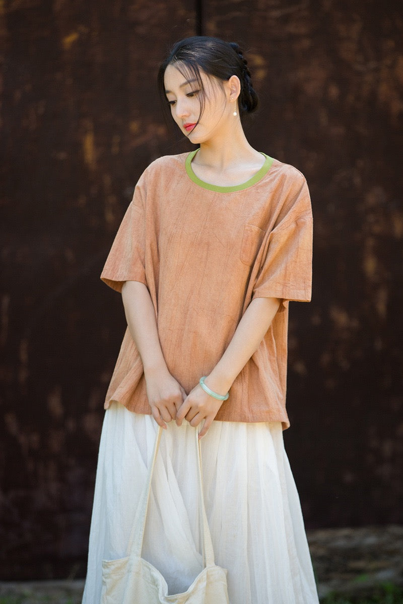 Tao One Tech™ • Zen Qigong Tea T-Shirt • Gradient Tie Dye • Sunscreen Layer • All Season Layer • Chinoiserie • Ramie Cotton