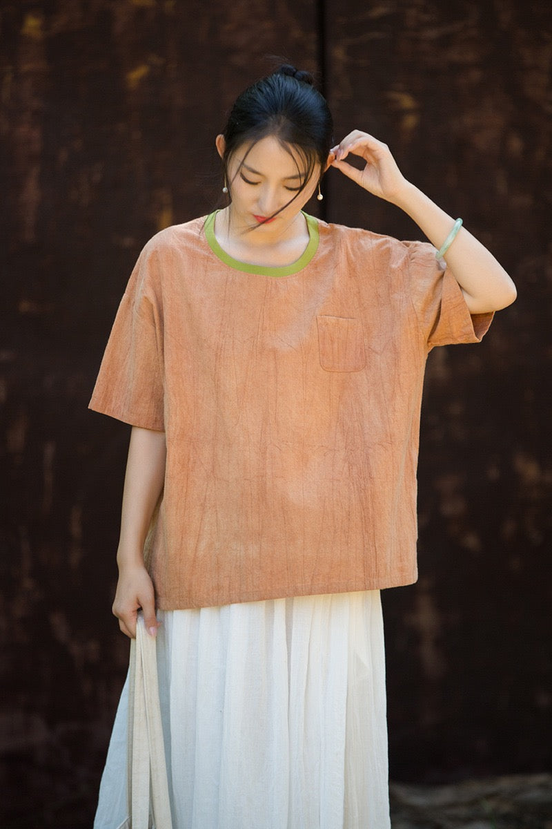 Tao One Tech™ • Zen Qigong Tea T-Shirt • Gradient Tie Dye • Sunscreen Layer • All Season Layer • Chinoiserie • Ramie Cotton