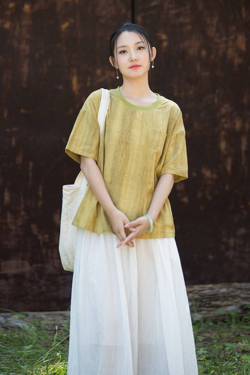 Tao One Tech™ • Zen Qigong Tea T-Shirt • Gradient Tie Dye • Sunscreen Layer • All Season Layer • Chinoiserie • Ramie Cotton
