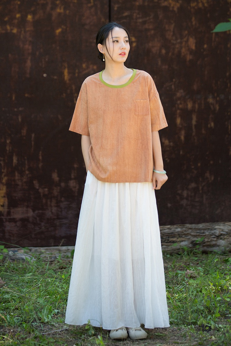 Tao One Tech™ • Zen Qigong Tea T-Shirt • Gradient Tie Dye • Sunscreen Layer • All Season Layer • Chinoiserie • Ramie Cotton