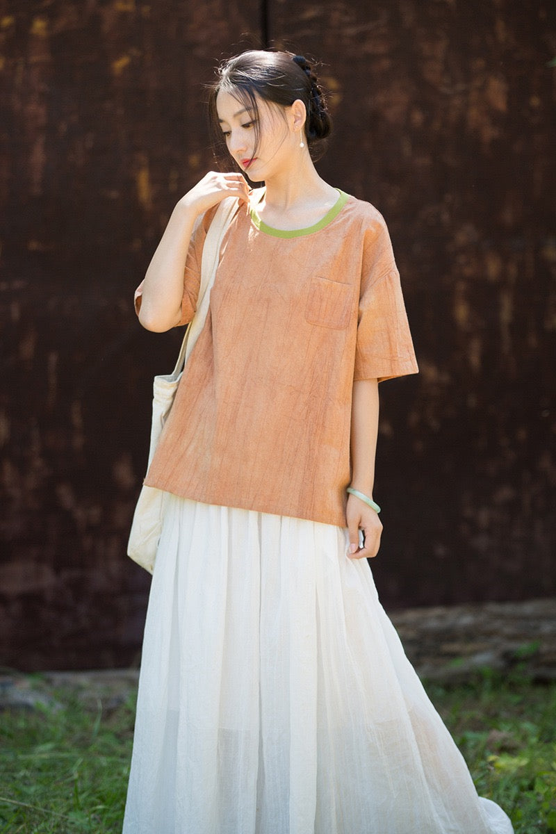 Tao One Tech™ • Zen Qigong Tea T-Shirt • Gradient Tie Dye • Sunscreen Layer • All Season Layer • Chinoiserie • Ramie Cotton
