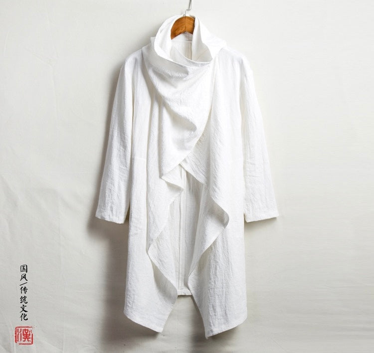 Tao One Tech™ • All-Season Asymmetrical Cloak • Cardigan Jacket • Tech Pockets • Gender Neutral • Cotton Linen