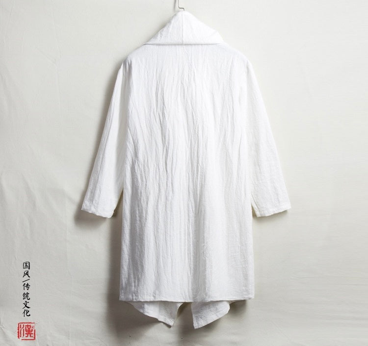 Tao One Tech™ • All-Season Asymmetrical Cloak • Cardigan Jacket • Tech Pockets • Gender Neutral • Cotton Linen