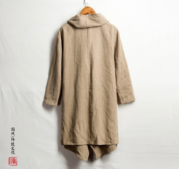Tao One Tech™ • All-Season Asymmetrical Cloak • Cardigan Jacket • Tech Pockets • Gender Neutral • Cotton Linen