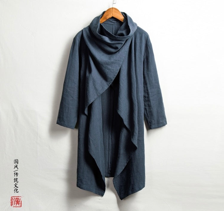 Tao One Tech™ • All-Season Asymmetrical Cloak • Cardigan Jacket • Tech Pockets • Gender Neutral • Cotton Linen