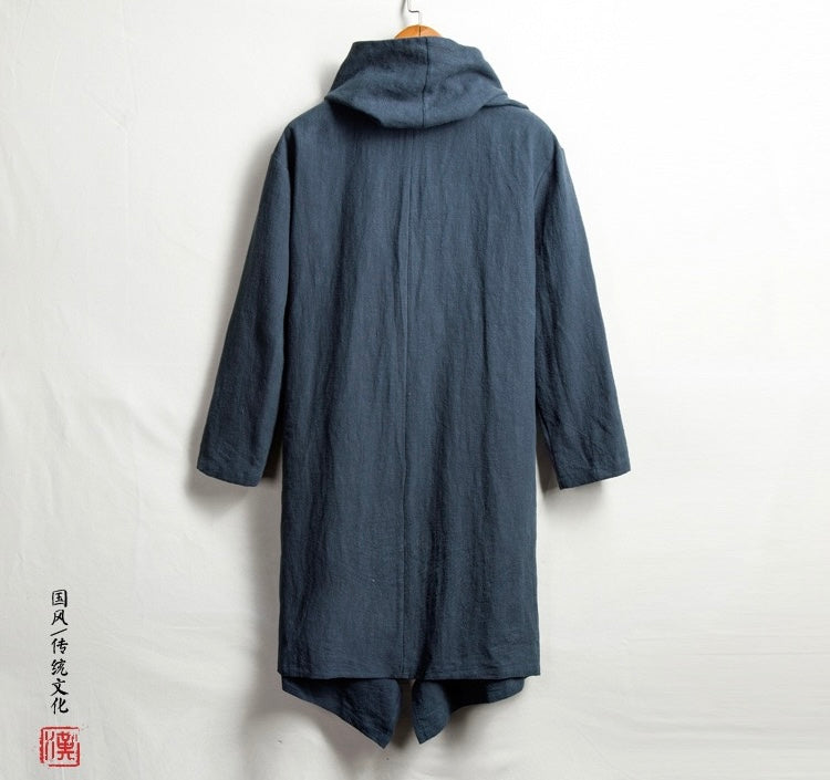 Tao One Tech™ • All-Season Asymmetrical Cloak • Cardigan Jacket • Tech Pockets • Gender Neutral • Cotton Linen