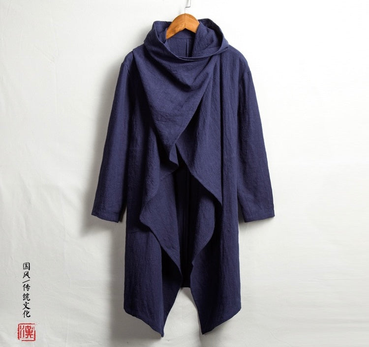 Tao One Tech™ • All-Season Asymmetrical Cloak • Cardigan Jacket • Tech Pockets • Gender Neutral • Cotton Linen