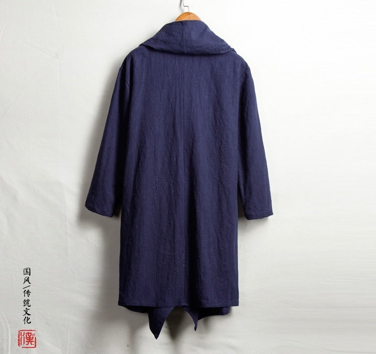 Tao One Tech™ • All-Season Asymmetrical Cloak • Cardigan Jacket • Tech Pockets • Gender Neutral • Cotton Linen