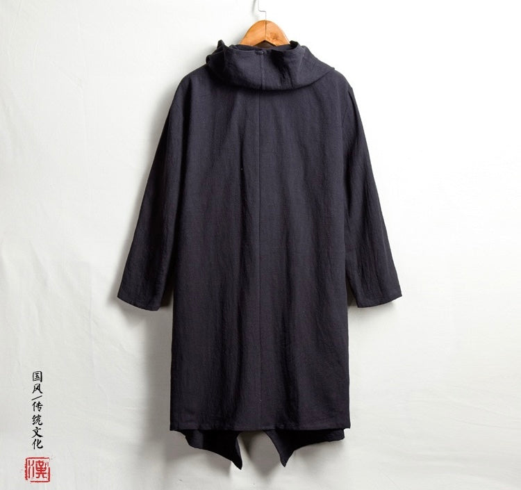 Tao One Tech™ • All-Season Asymmetrical Cloak • Cardigan Jacket • Tech Pockets • Gender Neutral • Cotton Linen
