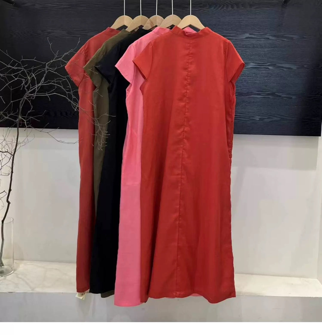 Tao One Tech™ • Zen Elegance Qigong Tea Qipao Dress • Cheongsam 旗袍 • Short-Sleeves • Tech Pockets • Sunscreen Layer • Premium Pure Ramie