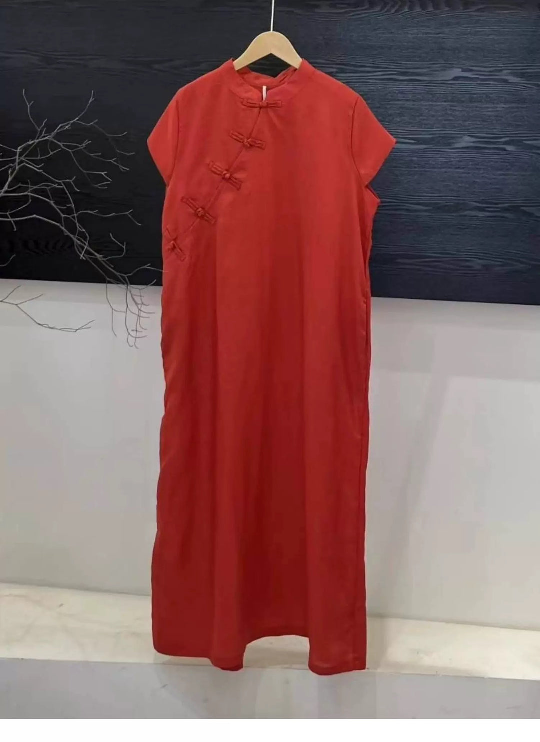 Tao One Tech™ • Zen Elegance Qigong Tea Qipao Dress • Cheongsam 旗袍 • Short-Sleeves • Tech Pockets • Sunscreen Layer • Premium Pure Ramie