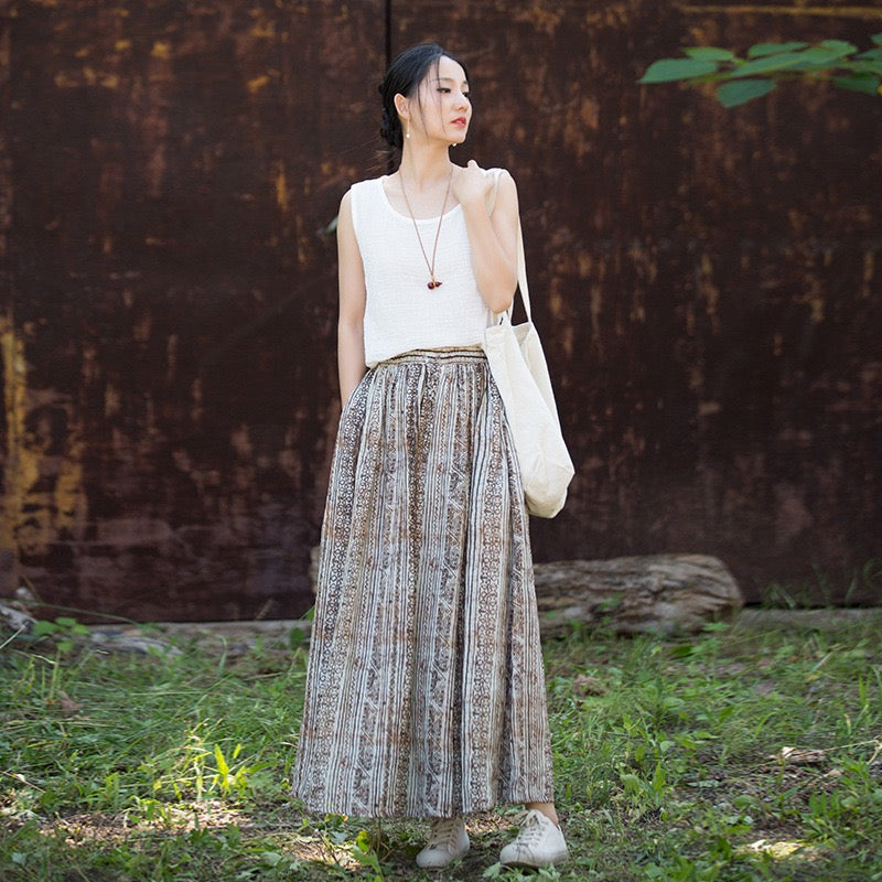 Tao One Tech™ • Zen Qigong Artistic Tea Skirt • Sunscreen Layer • All Season Layer • Chinoiserie • Premium Pure Ramie