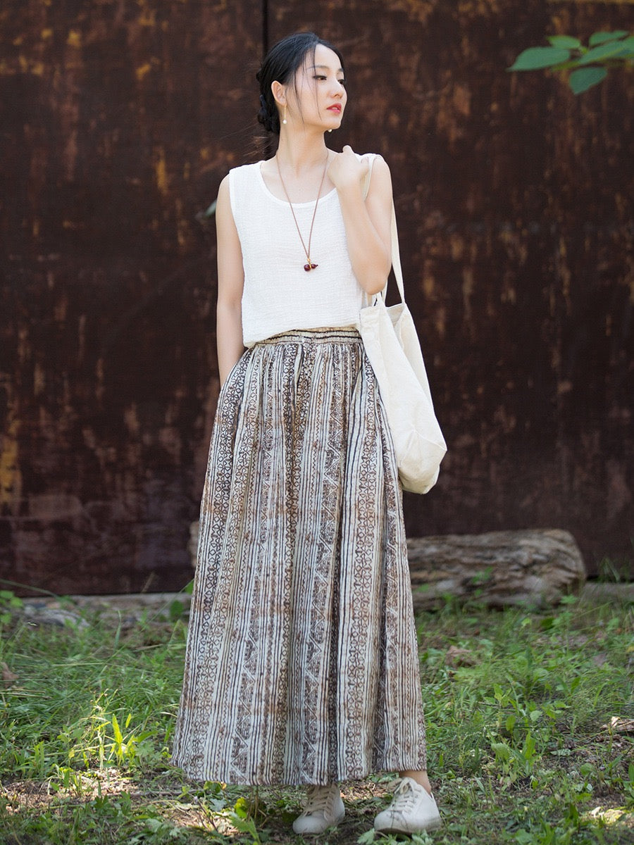 Tao One Tech™ • Zen Qigong Artistic Tea Skirt • Sunscreen Layer • All Season Layer • Chinoiserie • Premium Pure Ramie