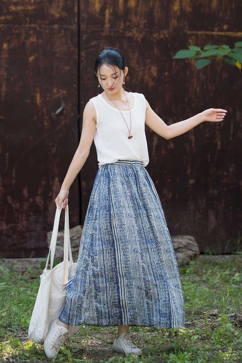 Tao One Tech™ • Zen Qigong Artistic Tea Skirt • Sunscreen Layer • All Season Layer • Chinoiserie • Premium Pure Ramie