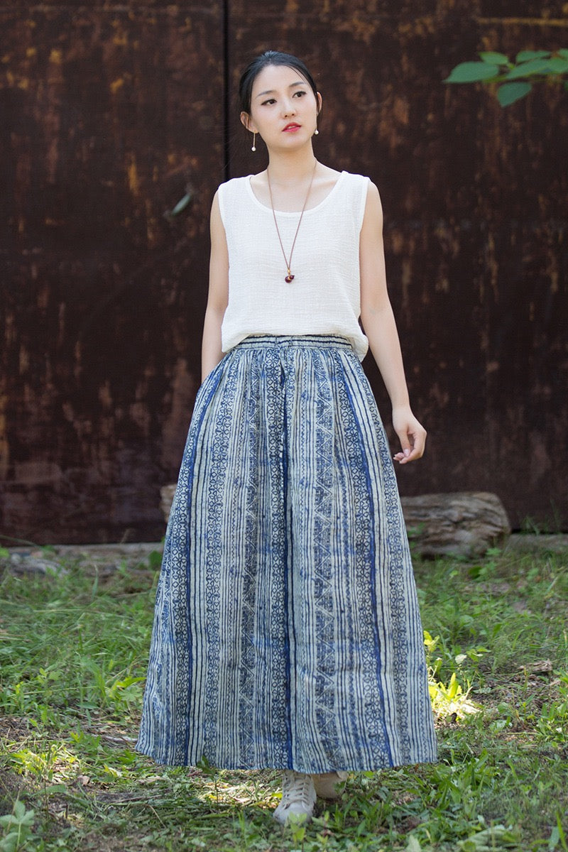 Tao One Tech™ • Zen Qigong Artistic Tea Skirt • Sunscreen Layer • All Season Layer • Chinoiserie • Premium Pure Ramie