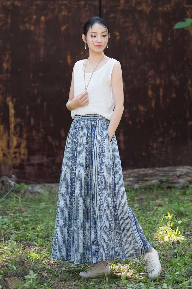 Tao One Tech™ • Zen Qigong Artistic Tea Skirt • Sunscreen Layer • All Season Layer • Chinoiserie • Premium Pure Ramie