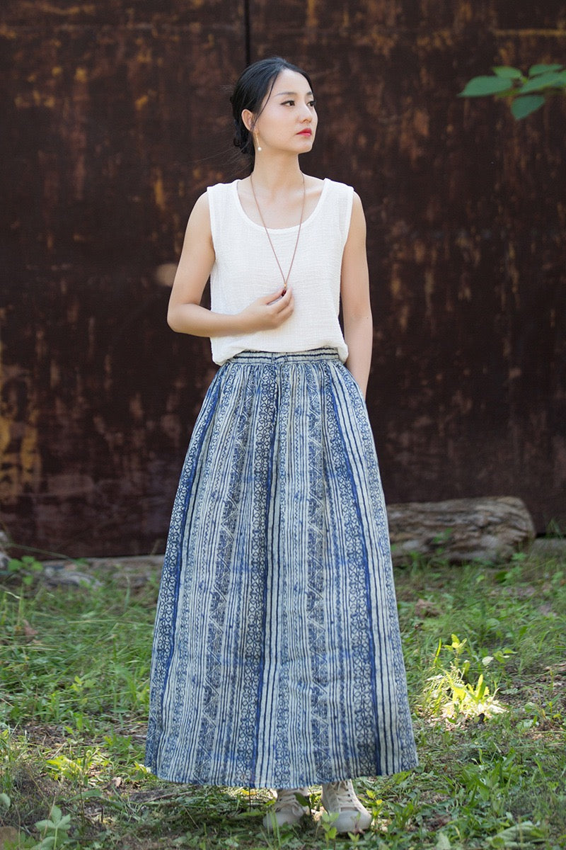Tao One Tech™ • Zen Qigong Artistic Tea Skirt • Sunscreen Layer • All Season Layer • Chinoiserie • Premium Pure Ramie