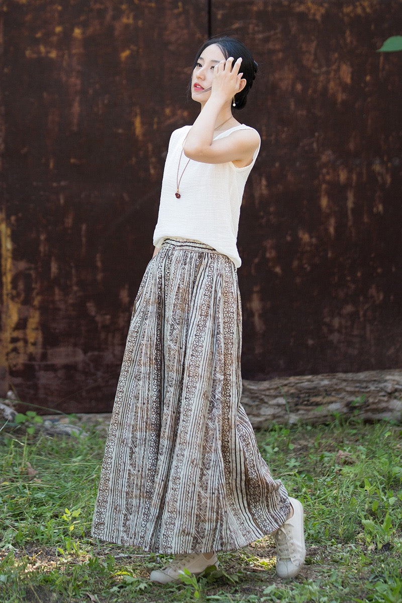 Tao One Tech™ • Zen Qigong Artistic Tea Skirt • Sunscreen Layer • All Season Layer • Chinoiserie • Premium Pure Ramie