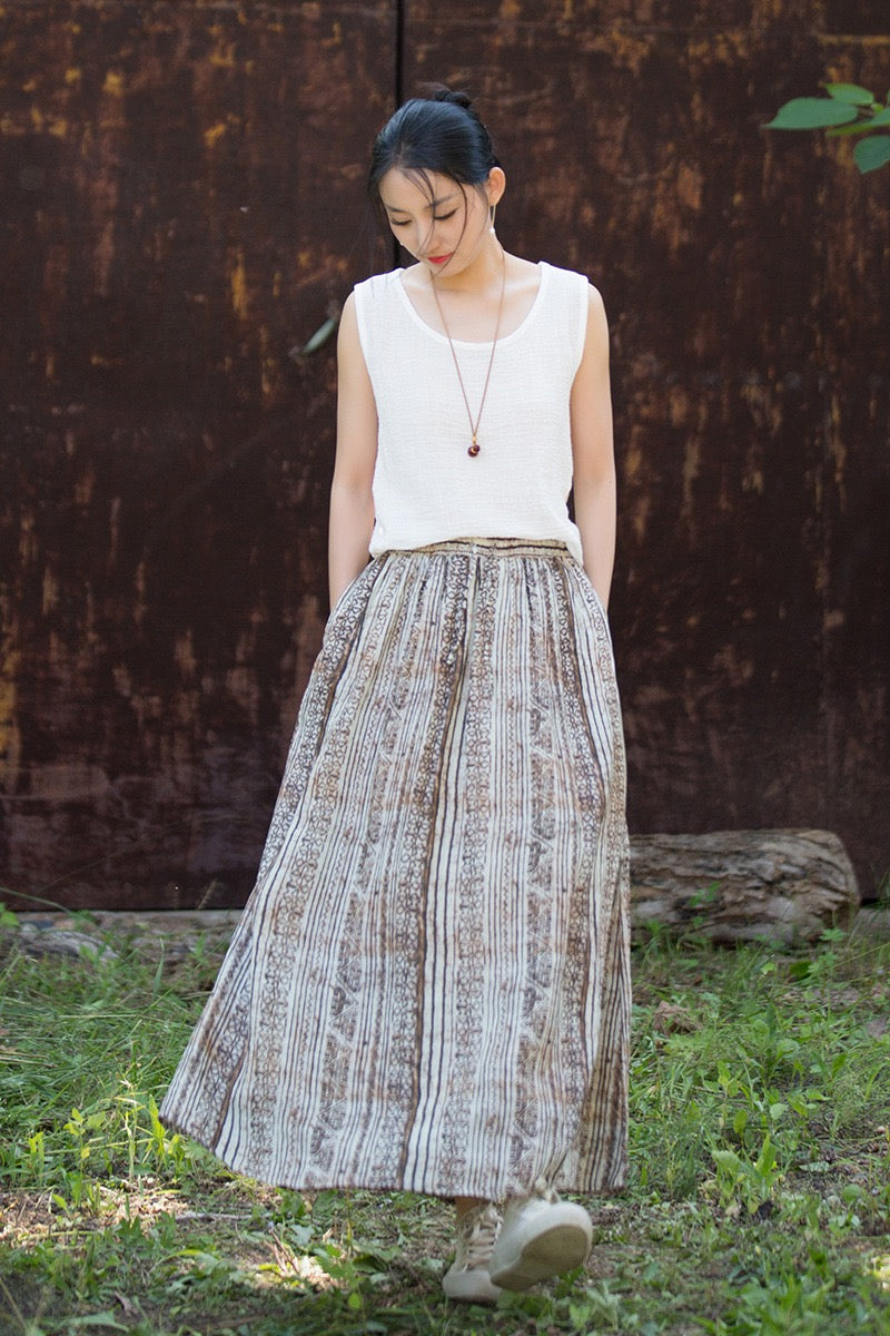 Tao One Tech™ • Zen Qigong Artistic Tea Skirt • Sunscreen Layer • All Season Layer • Chinoiserie • Premium Pure Ramie
