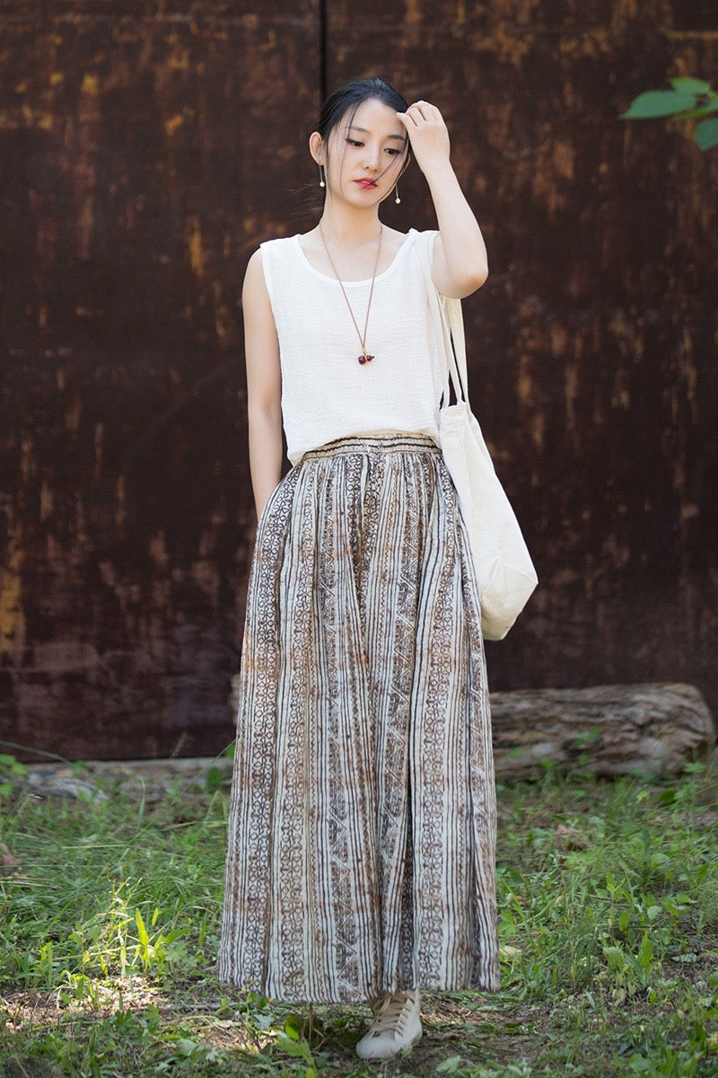 Tao One Tech™ • Zen Qigong Artistic Tea Skirt • Sunscreen Layer • All Season Layer • Chinoiserie • Premium Pure Ramie