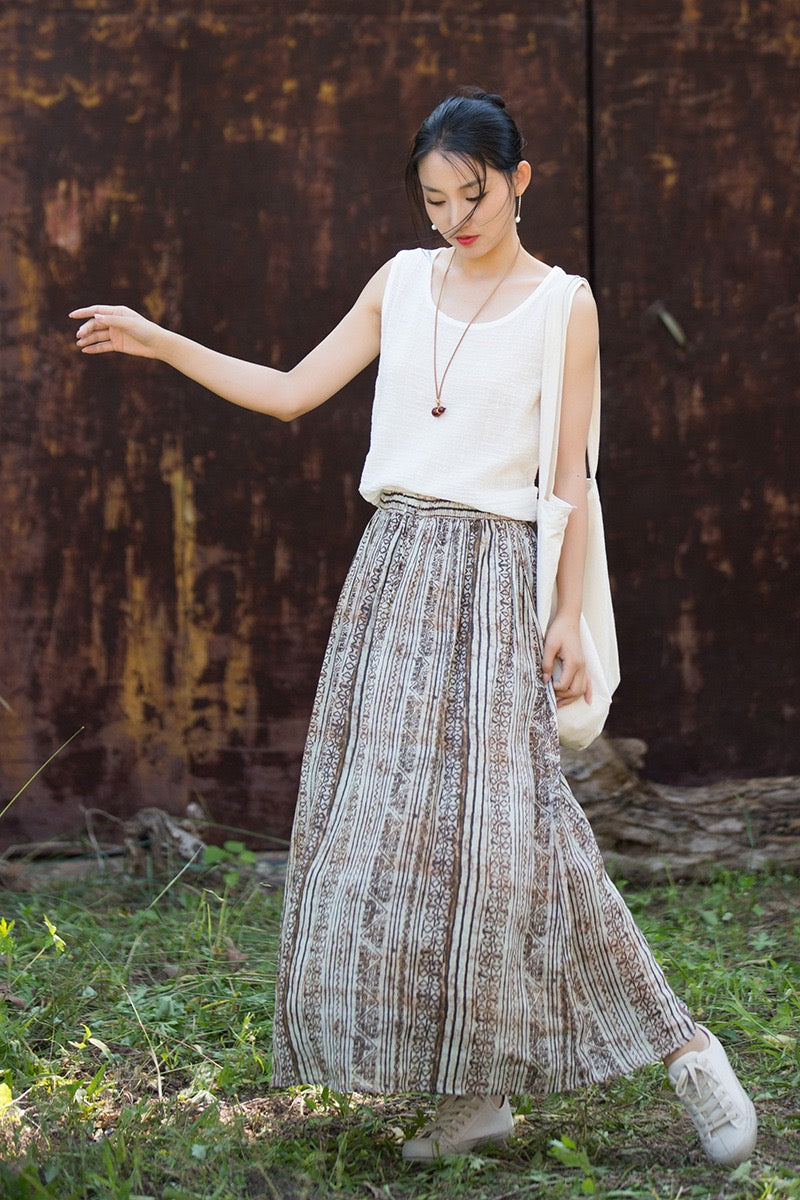 Tao One Tech™ • Zen Qigong Artistic Tea Skirt • Sunscreen Layer • All Season Layer • Chinoiserie • Premium Pure Ramie