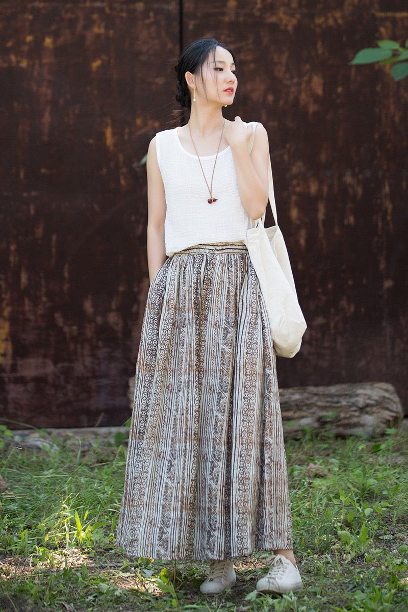 Tao One Tech™ • Zen Qigong Artistic Tea Skirt • Sunscreen Layer • All Season Layer • Chinoiserie • Premium Pure Ramie