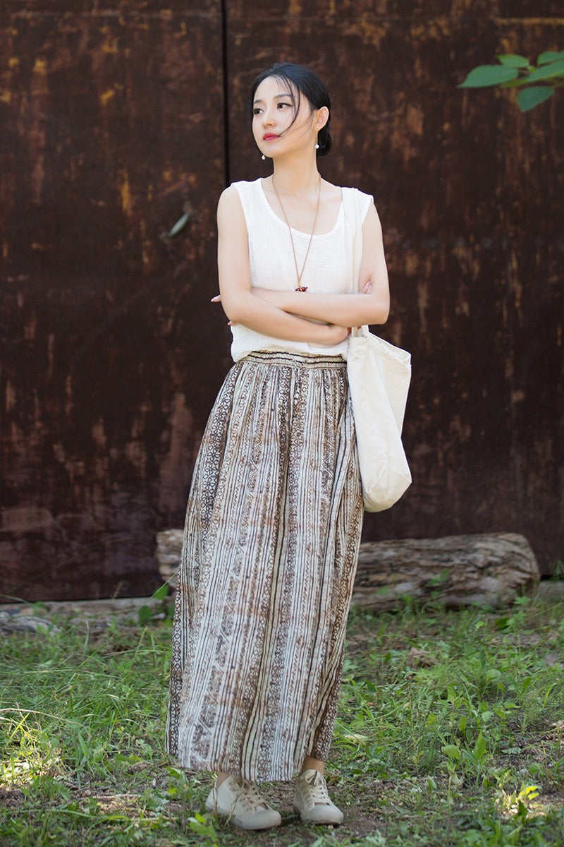 Tao One Tech™ • Zen Qigong Artistic Tea Skirt • Sunscreen Layer • All Season Layer • Chinoiserie • Premium Pure Ramie