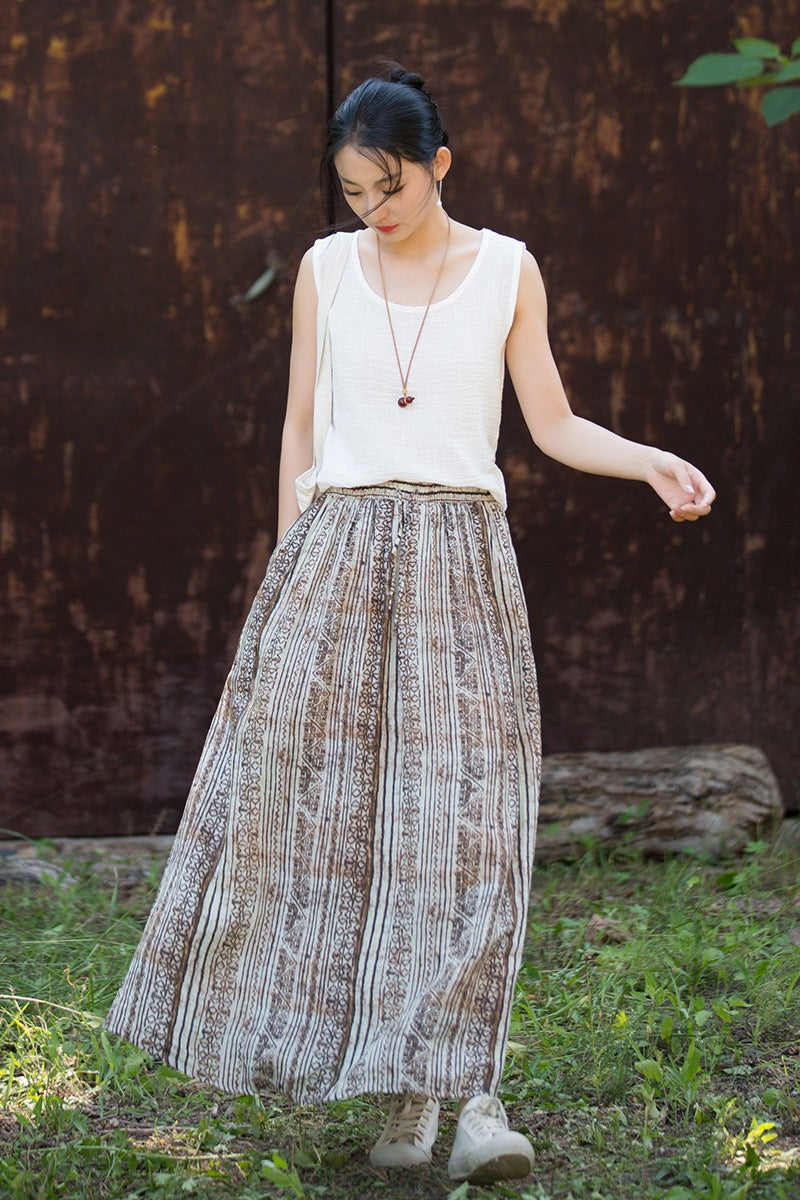 Tao One Tech™ • Zen Qigong Artistic Tea Skirt • Sunscreen Layer • All Season Layer • Chinoiserie • Premium Pure Ramie