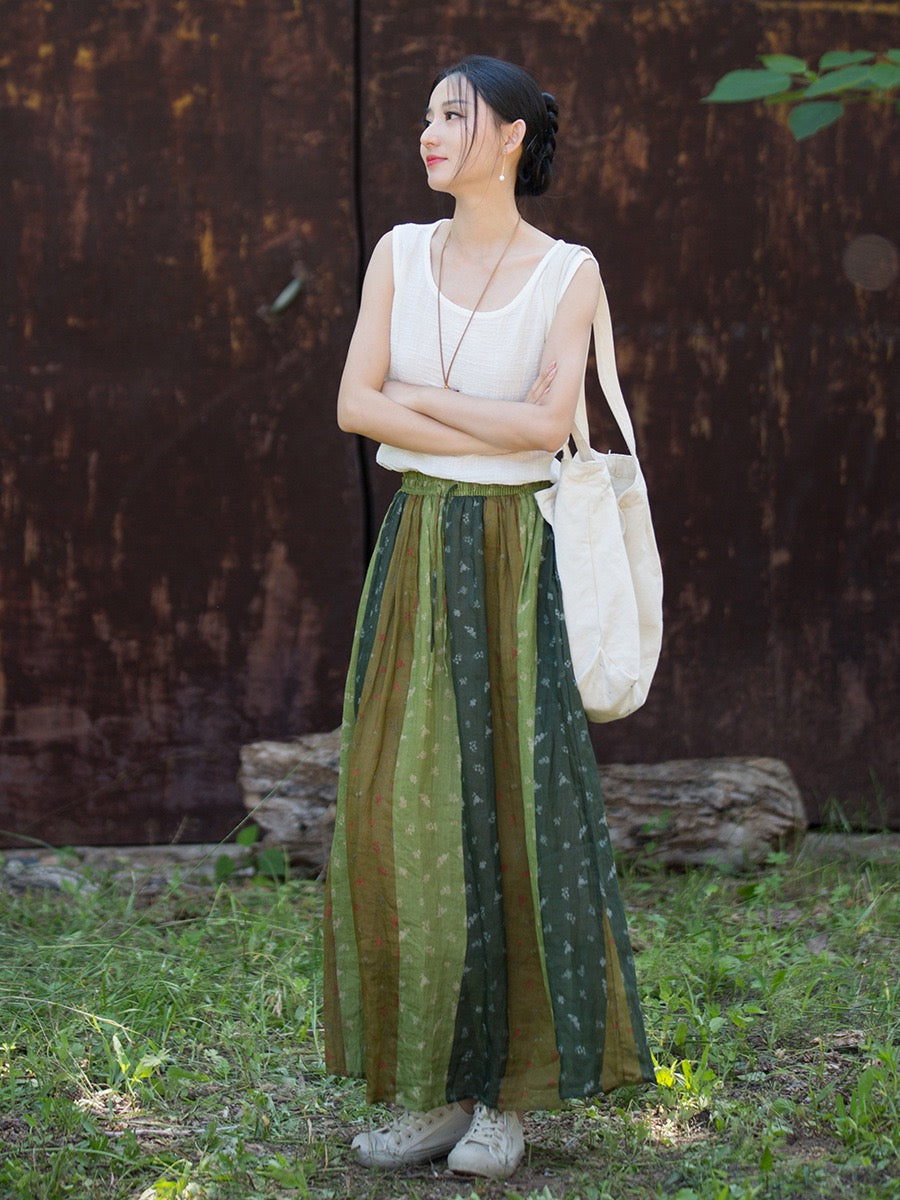 Tao One Tech™ • Zen Qigong Artistic Tea Floral Skirt • Sunscreen Layer • All Season Layer • Chinoiserie • Premium Pure Ramie