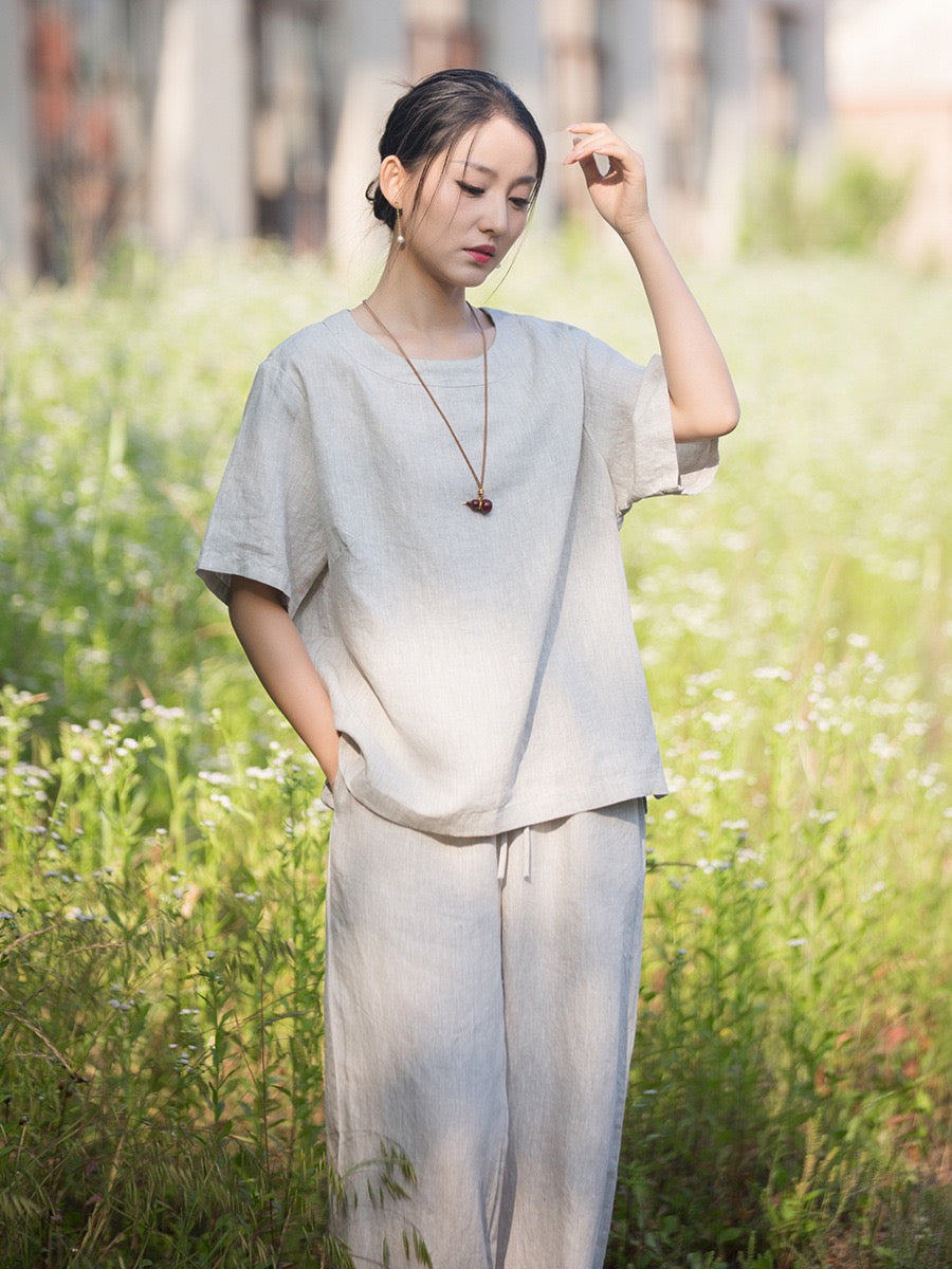 Tao One Tech™ • Zen Business Qigong Tea T-Shirt • All Season Layer • Chinoiserie • Premium Pure Hemp • Sizes S-L
