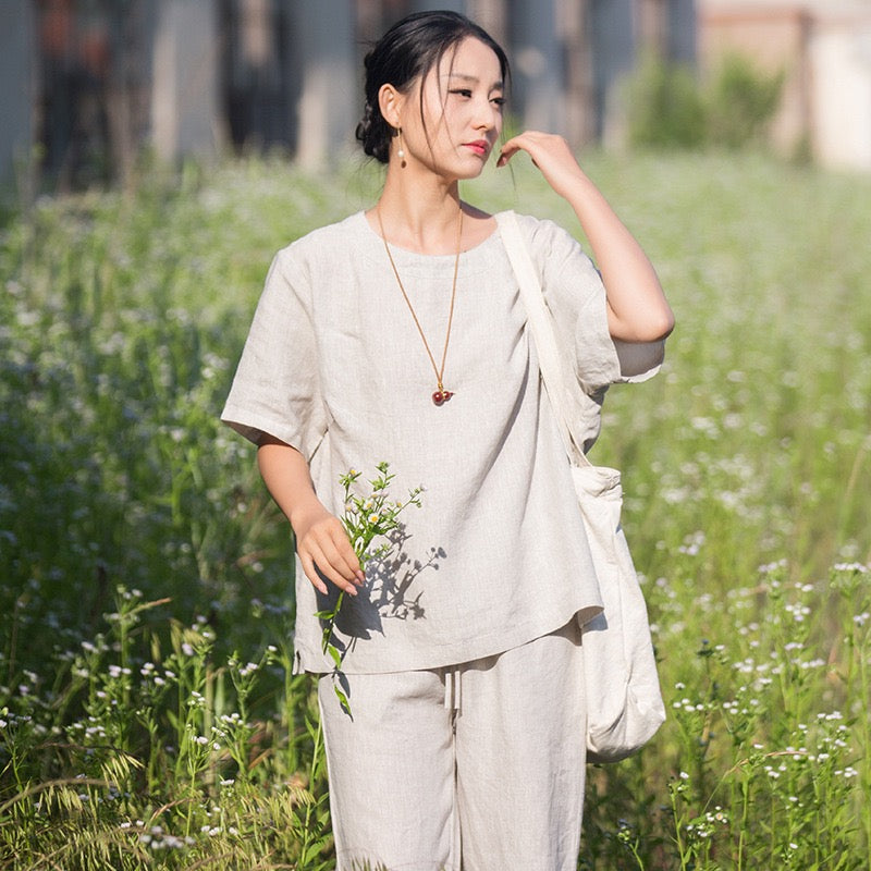 Tao One Tech™ • Zen Business Qigong Tea T-Shirt • All Season Layer • Chinoiserie • Premium Pure Hemp • Sizes S-L