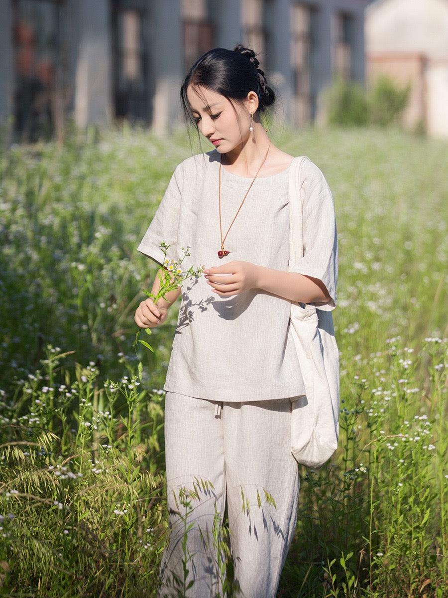Tao One Tech™ • Zen Business Qigong Tea T-Shirt • All Season Layer • Chinoiserie • Premium Pure Hemp • Sizes S-L