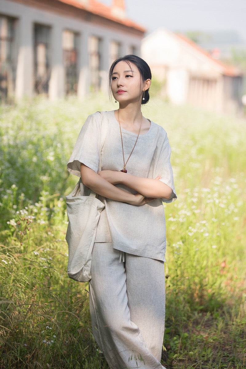 Tao One Tech™ • Zen Business Qigong Tea T-Shirt • All Season Layer • Chinoiserie • Premium Pure Hemp • Sizes S-L