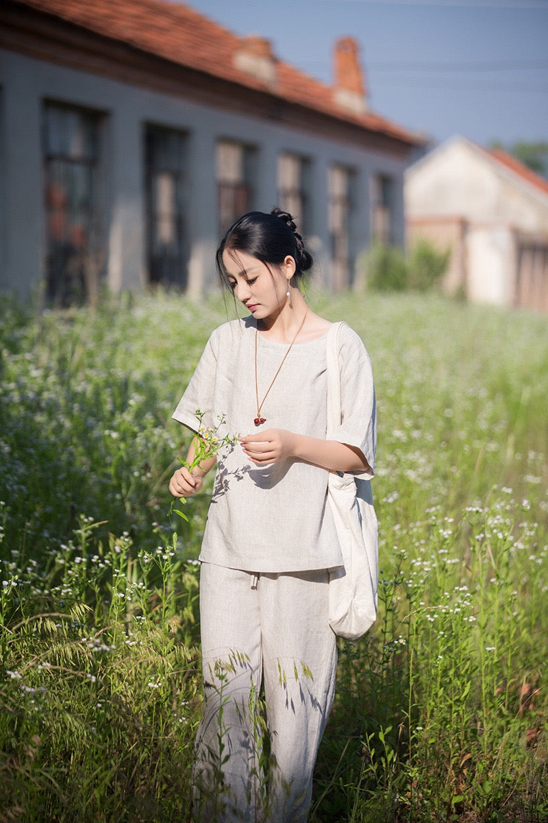 Tao One Tech™ • Zen Business Qigong Tea T-Shirt • All Season Layer • Chinoiserie • Premium Pure Hemp • Sizes S-L