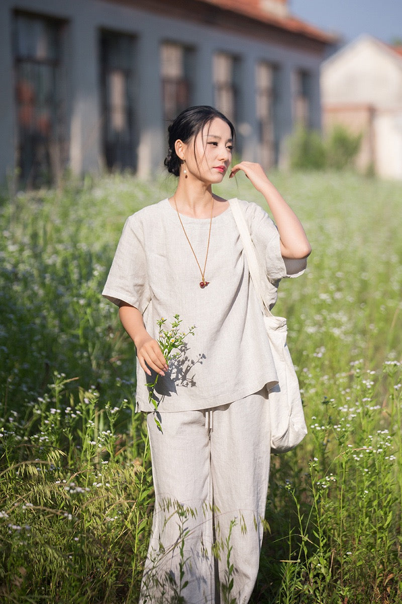 Tao One Tech™ • Zen Business Qigong Tea T-Shirt • All Season Layer • Chinoiserie • Premium Pure Hemp • Sizes S-L
