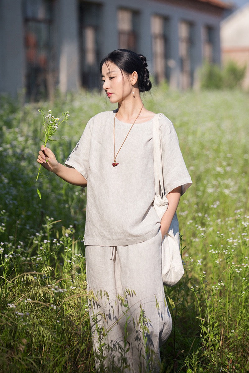 Tao One Tech™ • Zen Business Qigong Tea T-Shirt • All Season Layer • Chinoiserie • Premium Pure Hemp • Sizes S-L