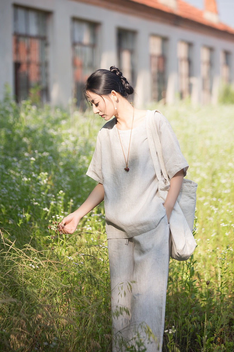 Tao One Tech™ • Zen Business Qigong Tea T-Shirt • All Season Layer • Chinoiserie • Premium Pure Hemp • Sizes S-L