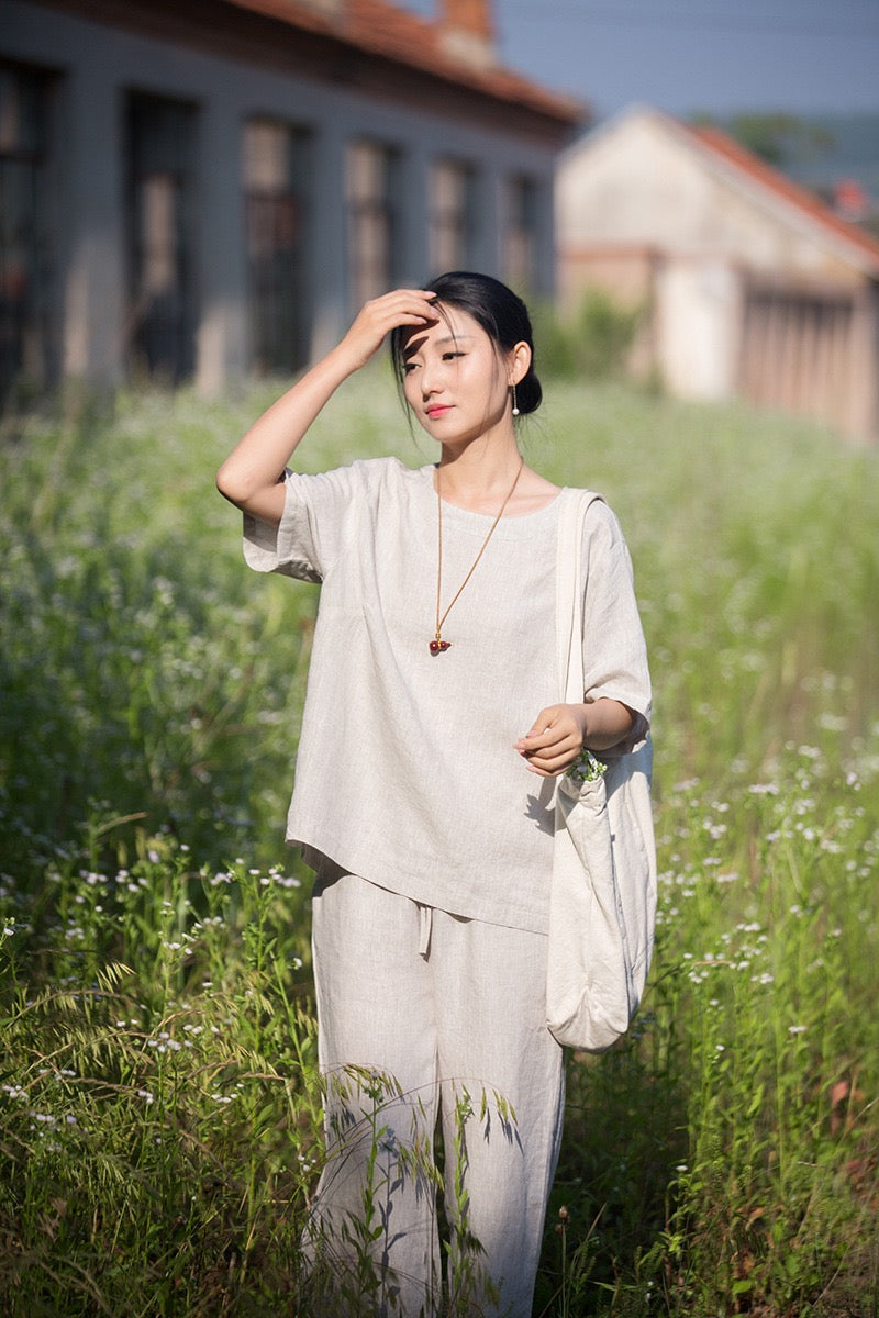 Tao One Tech™ • Zen Business Qigong Tea T-Shirt • All Season Layer • Chinoiserie • Premium Pure Hemp • Sizes S-L