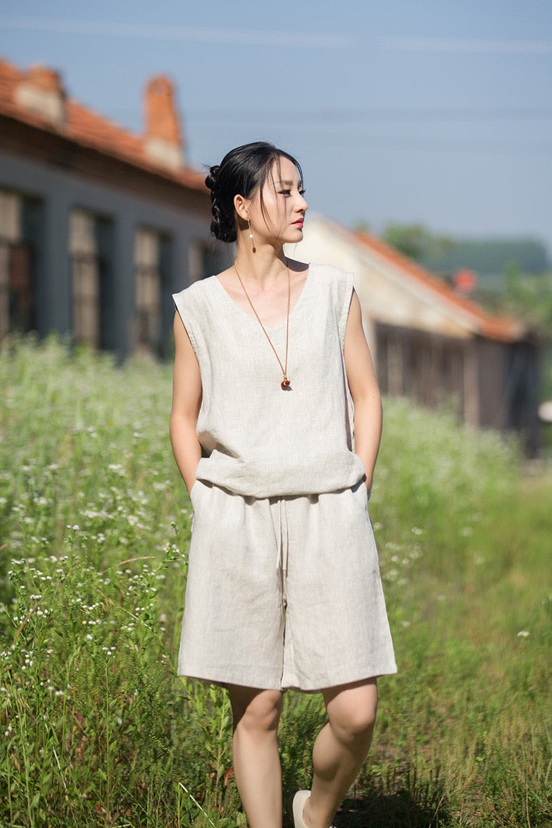 Tao One Tech™ • Zen Business Qigong Tea Flow Shorts • Tech Pockets • Chinoiserie • Premium Pure Hemp • Sizes S-L