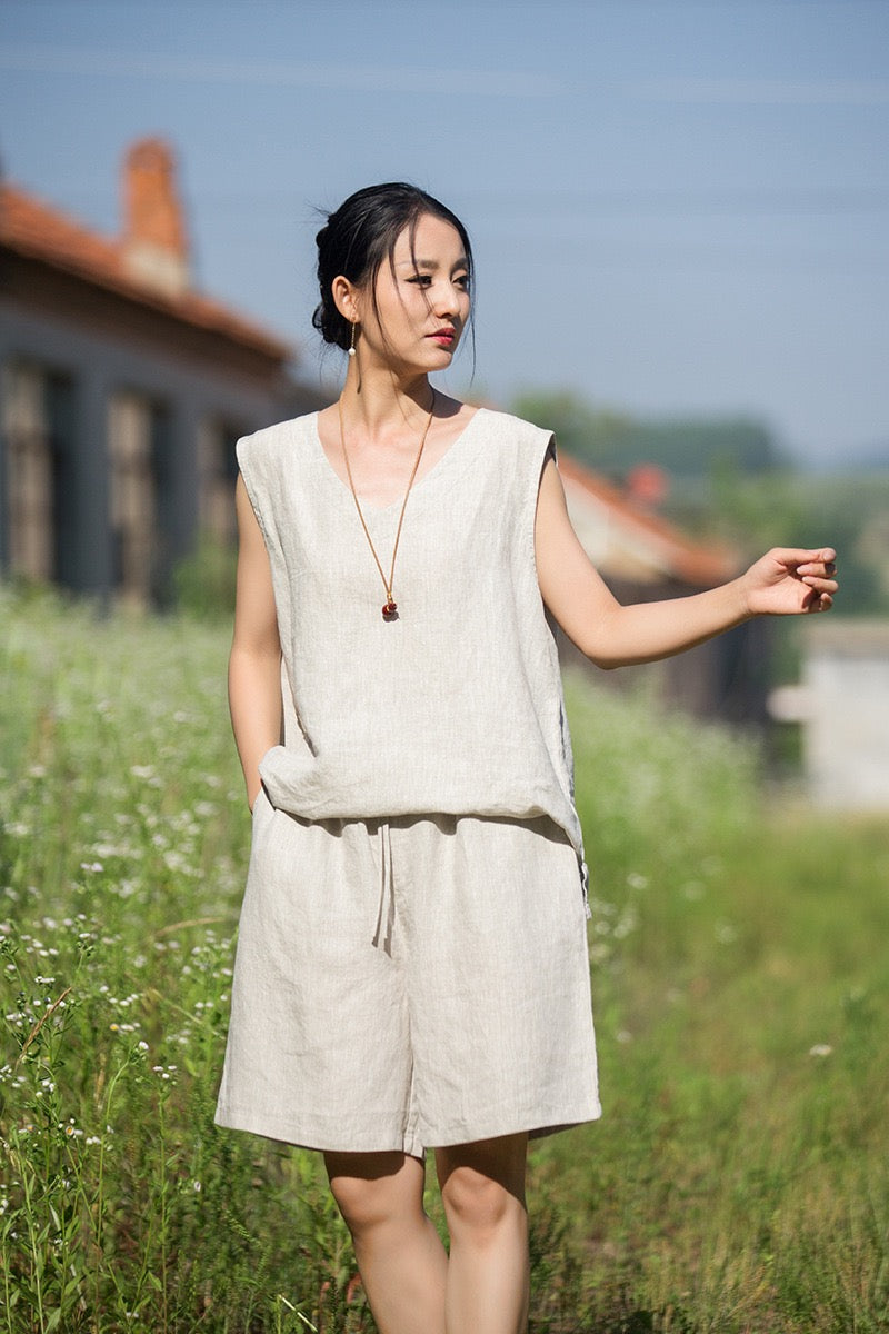 Tao One Tech™ • Zen Business Qigong Tea Flow Shorts • Tech Pockets • Chinoiserie • Premium Pure Hemp • Sizes S-L