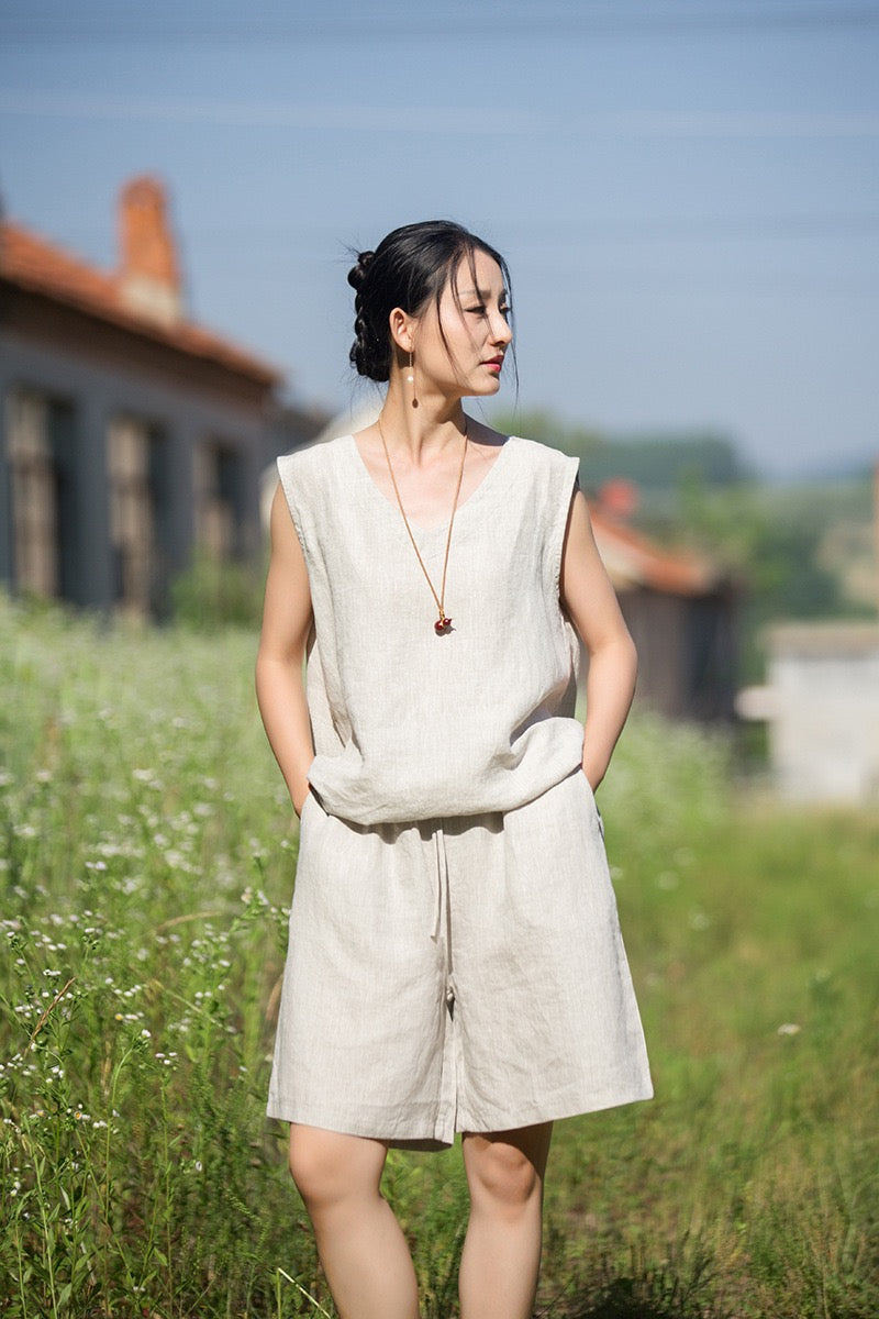 Tao One Tech™ • Zen Business Qigong Tea Flow Shorts • Tech Pockets • Chinoiserie • Premium Pure Hemp • Sizes S-L