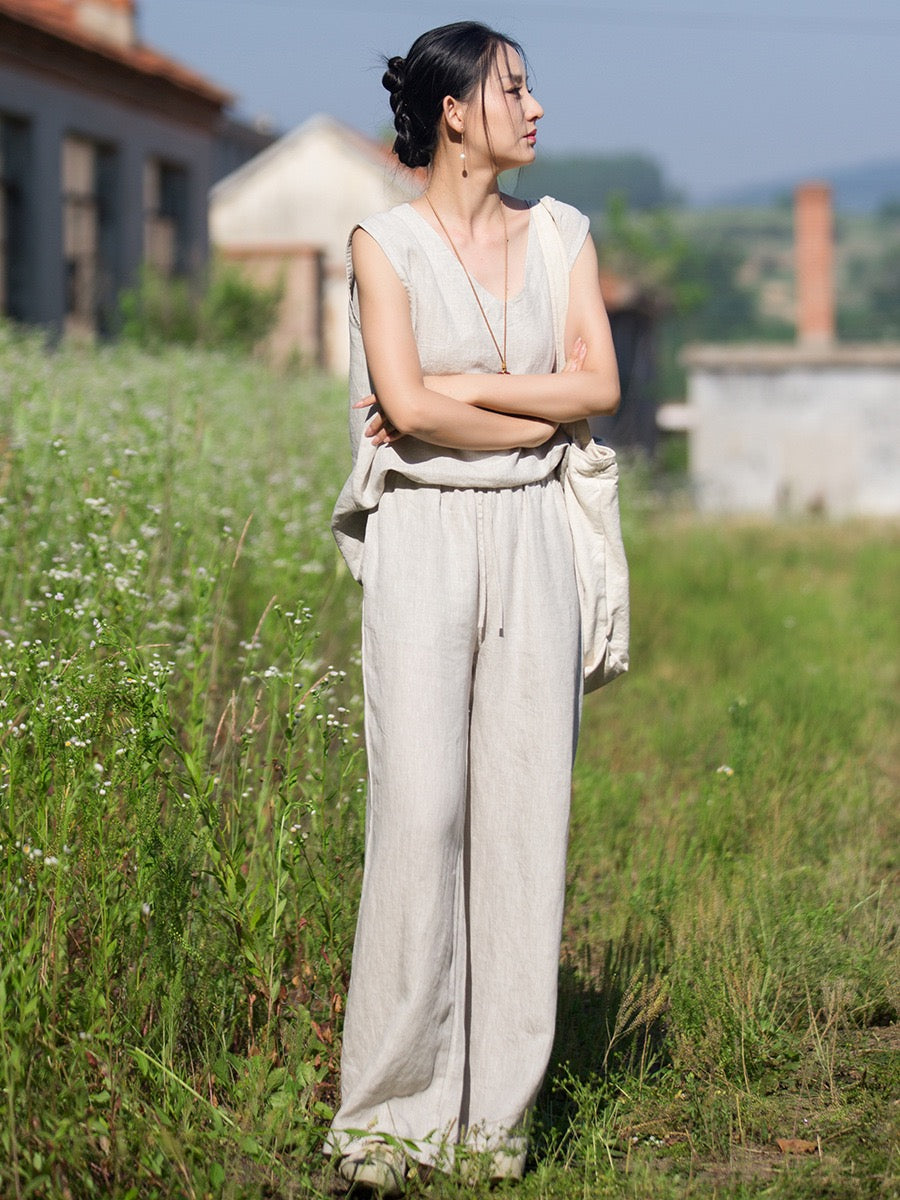 Tao One Tech™ • Zen Business Qigong Tea Flow Pants • Straight-Leg Pants • Tech Pockets • Chinoiserie • Premium Pure Hemp • Sizes S-L