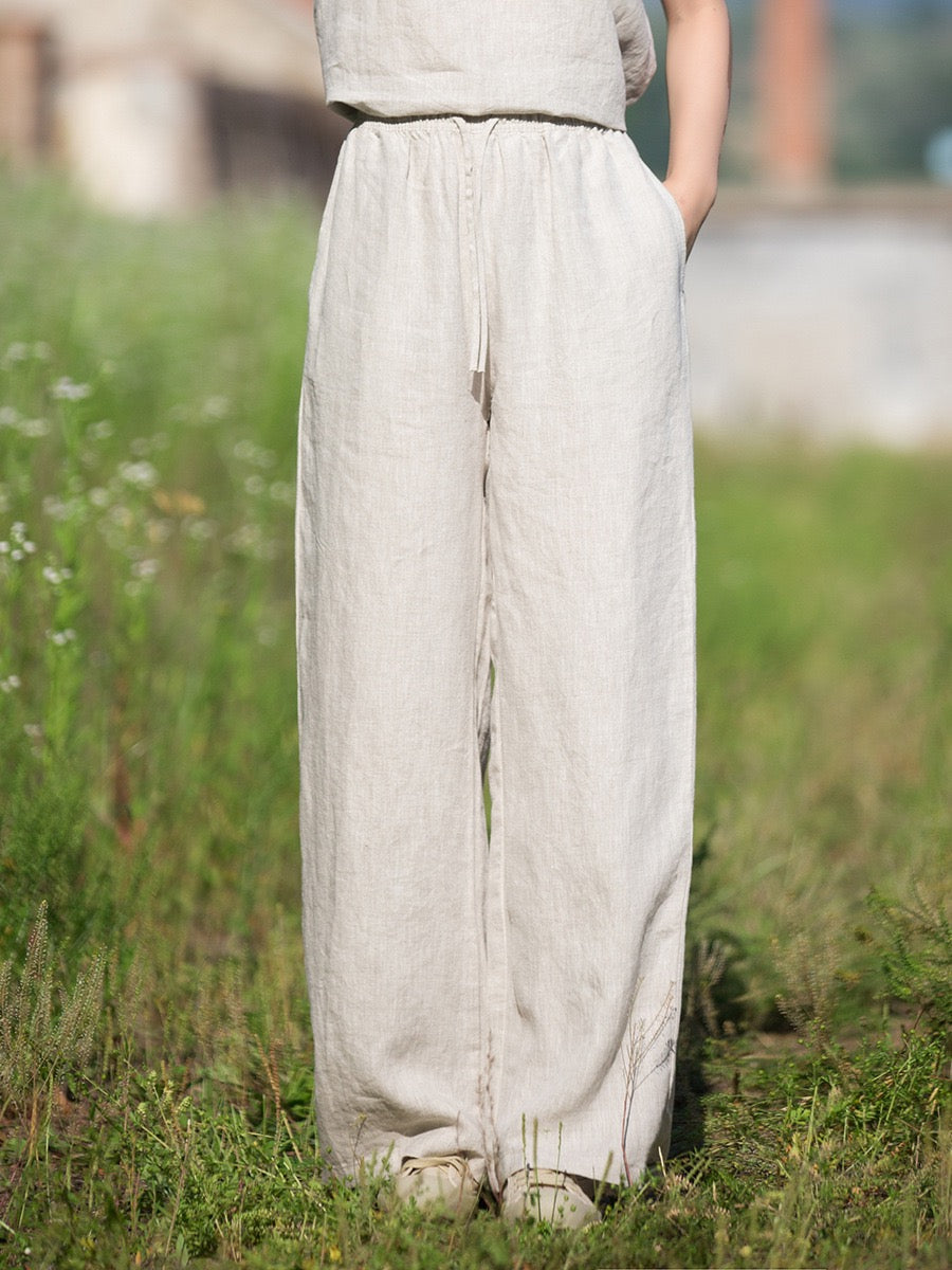 Tao One Tech™ • Zen Business Qigong Tea Flow Pants • Straight-Leg Pants • Tech Pockets • Chinoiserie • Premium Pure Hemp • Sizes S-L