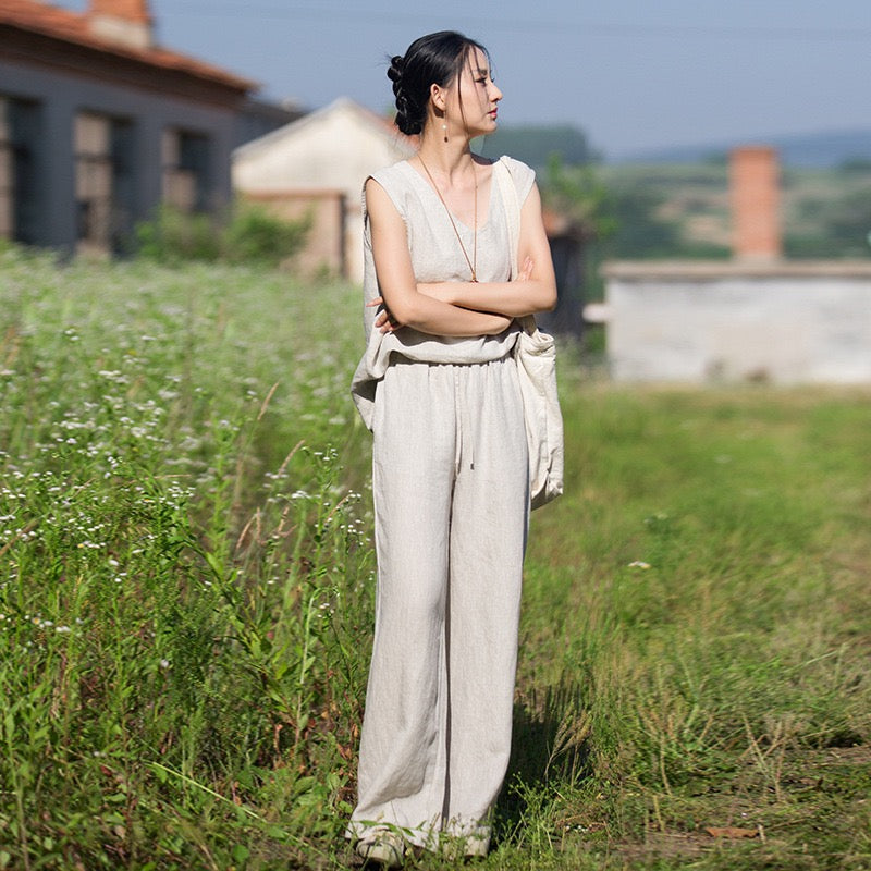 Tao One Tech™ • Zen Business Qigong Tea Flow Pants • Straight-Leg Pants • Tech Pockets • Chinoiserie • Premium Pure Hemp • Sizes S-L