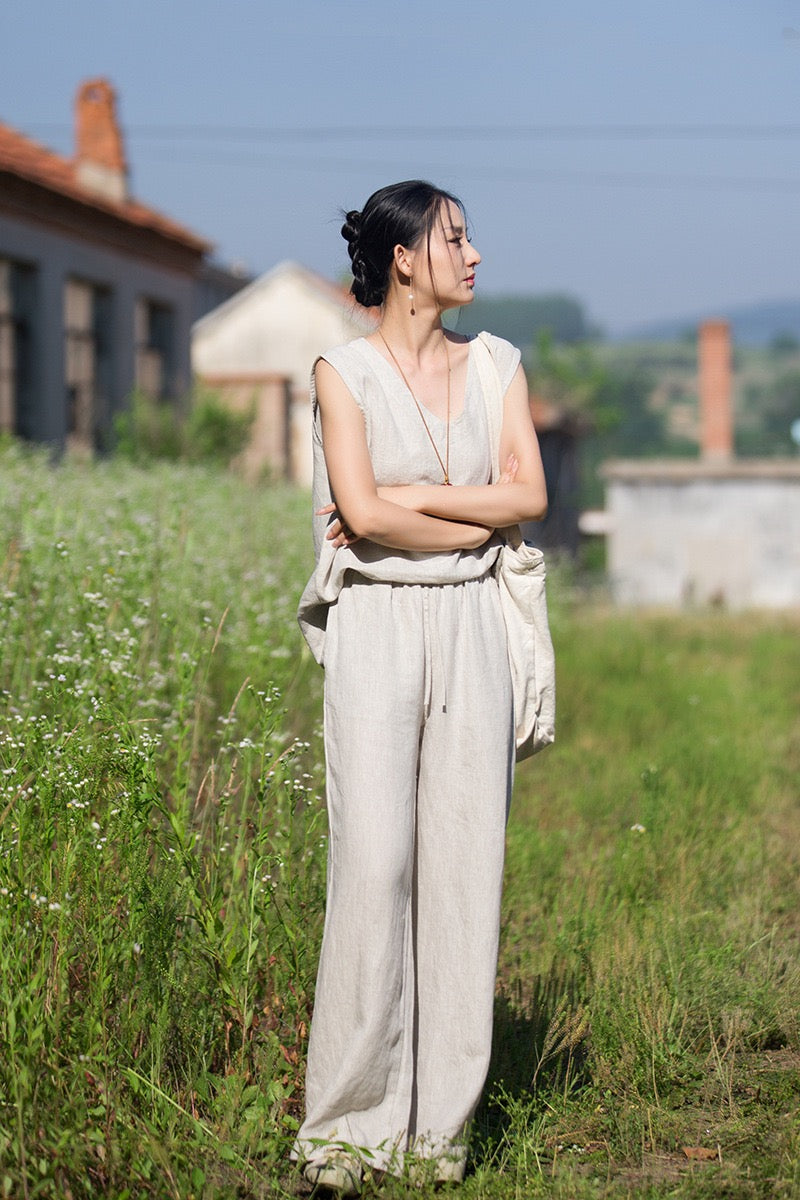 Tao One Tech™ • Zen Business Qigong Tea Flow Pants • Straight-Leg Pants • Tech Pockets • Chinoiserie • Premium Pure Hemp • Sizes S-L