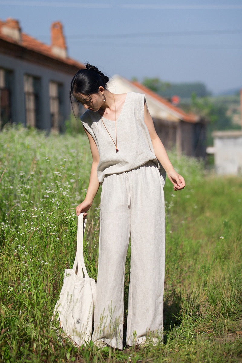 Tao One Tech™ • Zen Business Qigong Tea Flow Pants • Straight-Leg Pants • Tech Pockets • Chinoiserie • Premium Pure Hemp • Sizes S-L