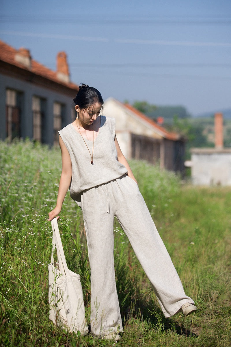 Tao One Tech™ • Zen Business Qigong Tea Flow Pants • Straight-Leg Pants • Tech Pockets • Chinoiserie • Premium Pure Hemp • Sizes S-L