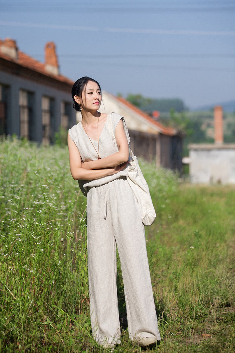 Tao One Tech™ • Zen Business Qigong Tea Flow Pants • Straight-Leg Pants • Tech Pockets • Chinoiserie • Premium Pure Hemp • Sizes S-L