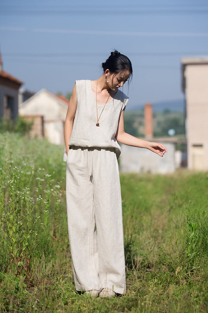 Tao One Tech™ • Zen Business Qigong Tea Flow Pants • Straight-Leg Pants • Tech Pockets • Chinoiserie • Premium Pure Hemp • Sizes S-L