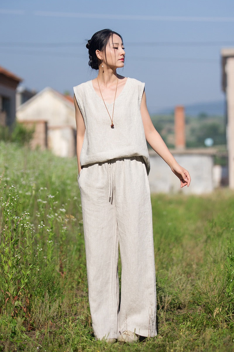 Tao One Tech™ • Zen Business Qigong Tea Flow Pants • Straight-Leg Pants • Tech Pockets • Chinoiserie • Premium Pure Hemp • Sizes S-L